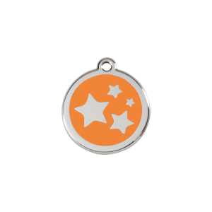 Placa para gato o perro pequeño esmalte naranja y acero inoxidable - Estrella S