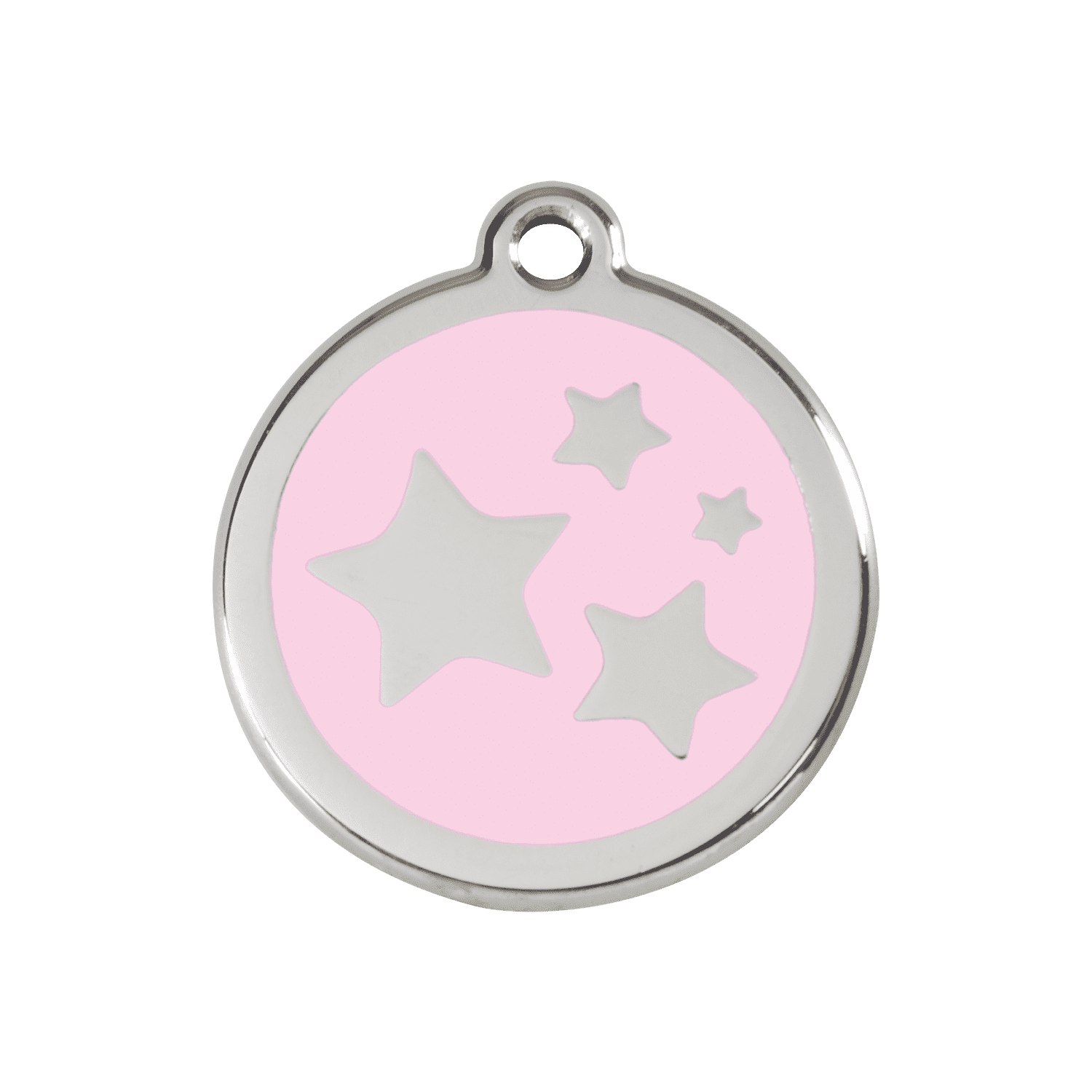 Vue avant - Médaille personnalisée pour chien Red Dingo Émail et acier inoxydable - Motif étoile - Rose - Talla M