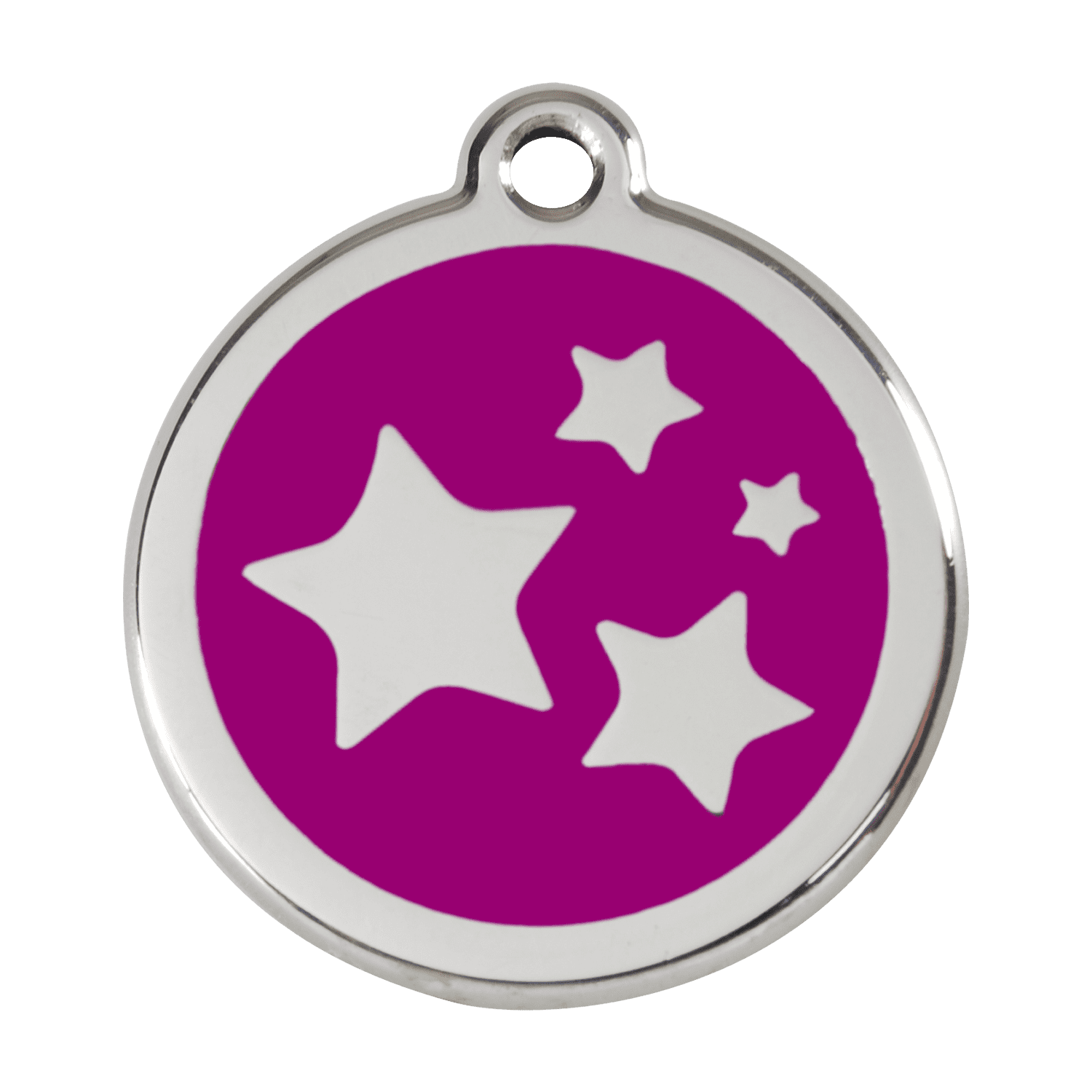Vue avant - Médaille personnalisable émail et acier inoxydable motif étoile violet - Talla L - Red Dingo