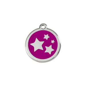 Placa para gato o perro pequeño esmalte y acero inoxidable - Estrella violeta - Talla S