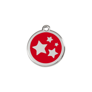 Placa para gato o perro pequeño Estrella roja esmalte y acero inoxidable S