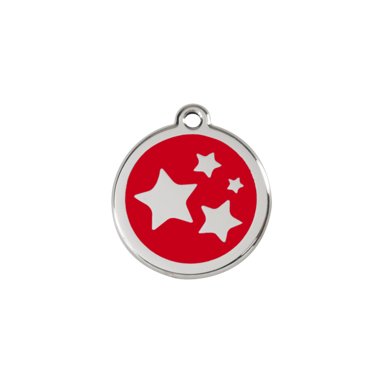 Vue avant - Médaille personnalisée Red Dingo Émail et acier inoxydable - Motif étoile - Rouge - Talla S