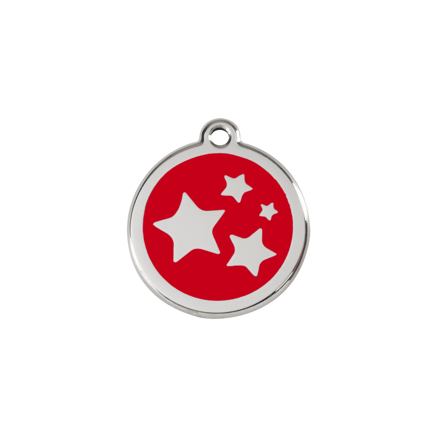 Vue avant - Médaille personnalisée Red Dingo Émail et acier inoxydable - Motif étoile - Rouge - Talla S