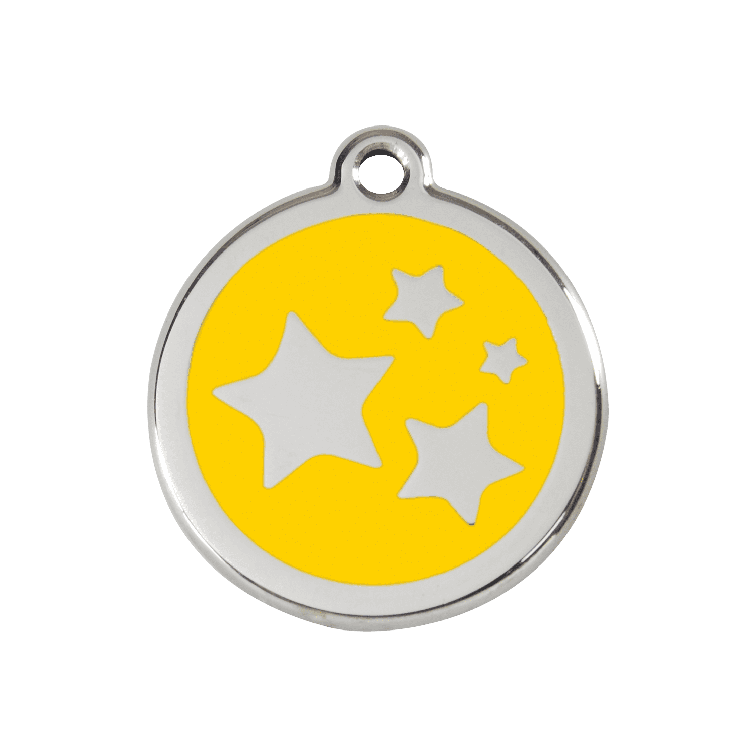Vue avant - Médaille personnalisée pour chien/chat Red Dingo Émail/Acier Jaune 30mm - Motif Étoile - Talla M