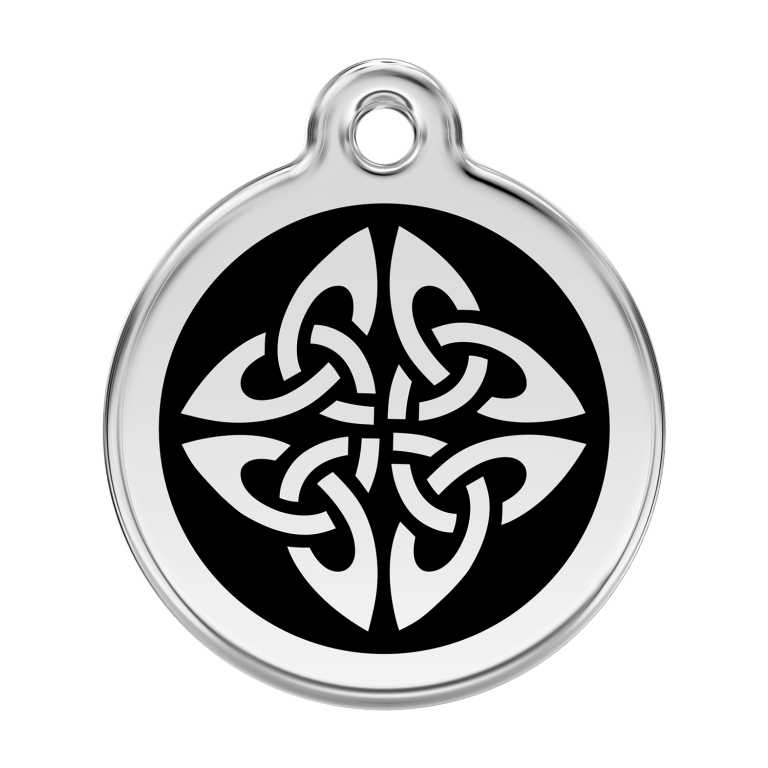 Vue avant - Médaille personnalisable pour chien Red Dingo Émail et acier inoxydable - Flèches tribales - Noir - Talla L