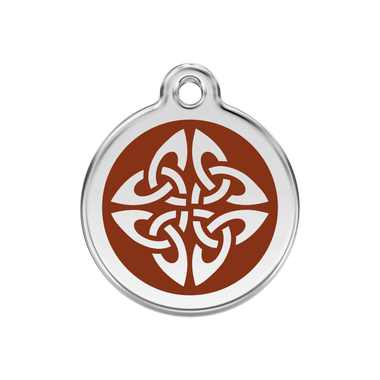 Vue avant - Médaille personnalisée pour chien/chat Red Dingo Émail et acier inoxydable - Flèches tribales - Brun - Talla M