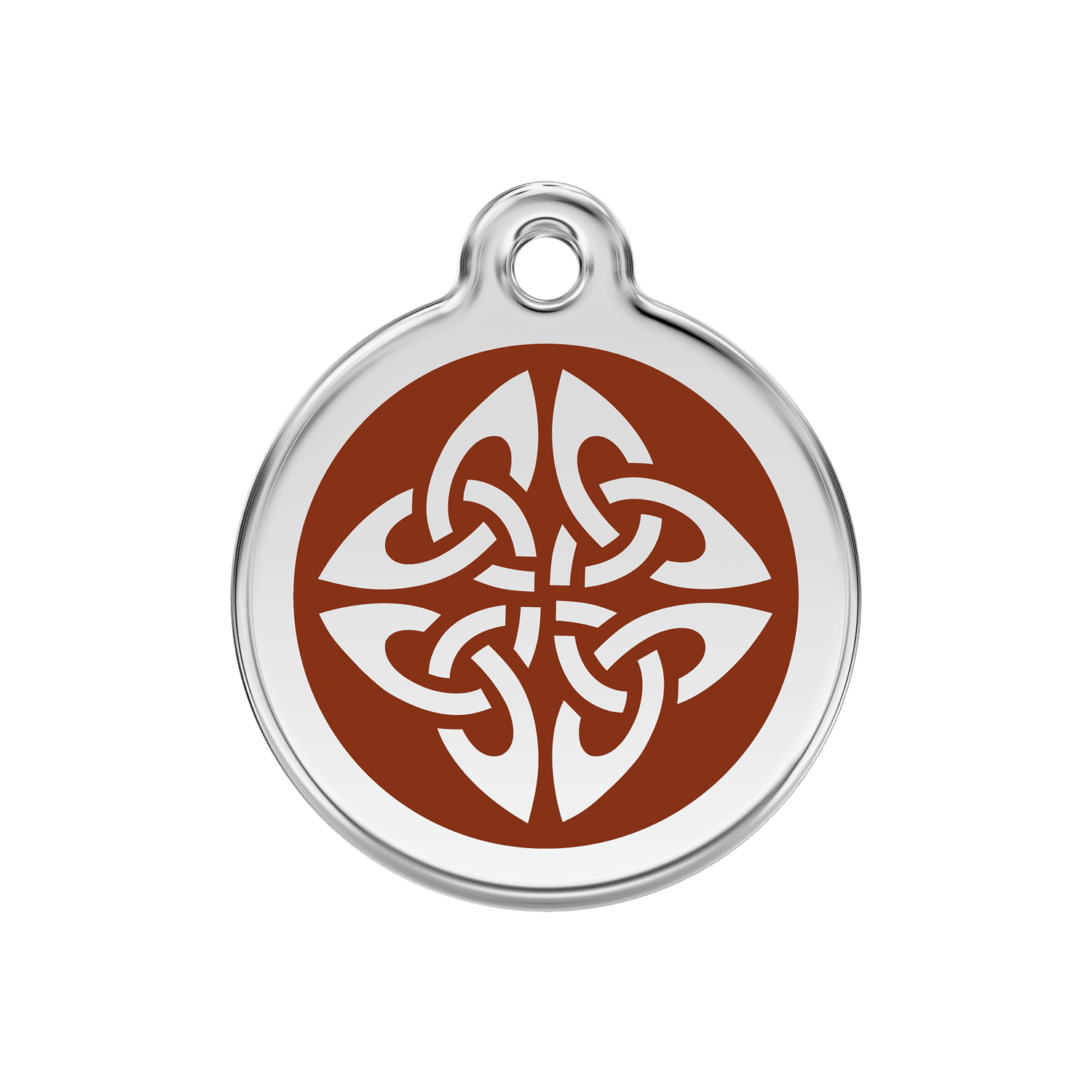 Vue avant - Médaille personnalisée pour chien/chat Red Dingo Émail et acier inoxydable - Flèches tribales - Brun - Talla M