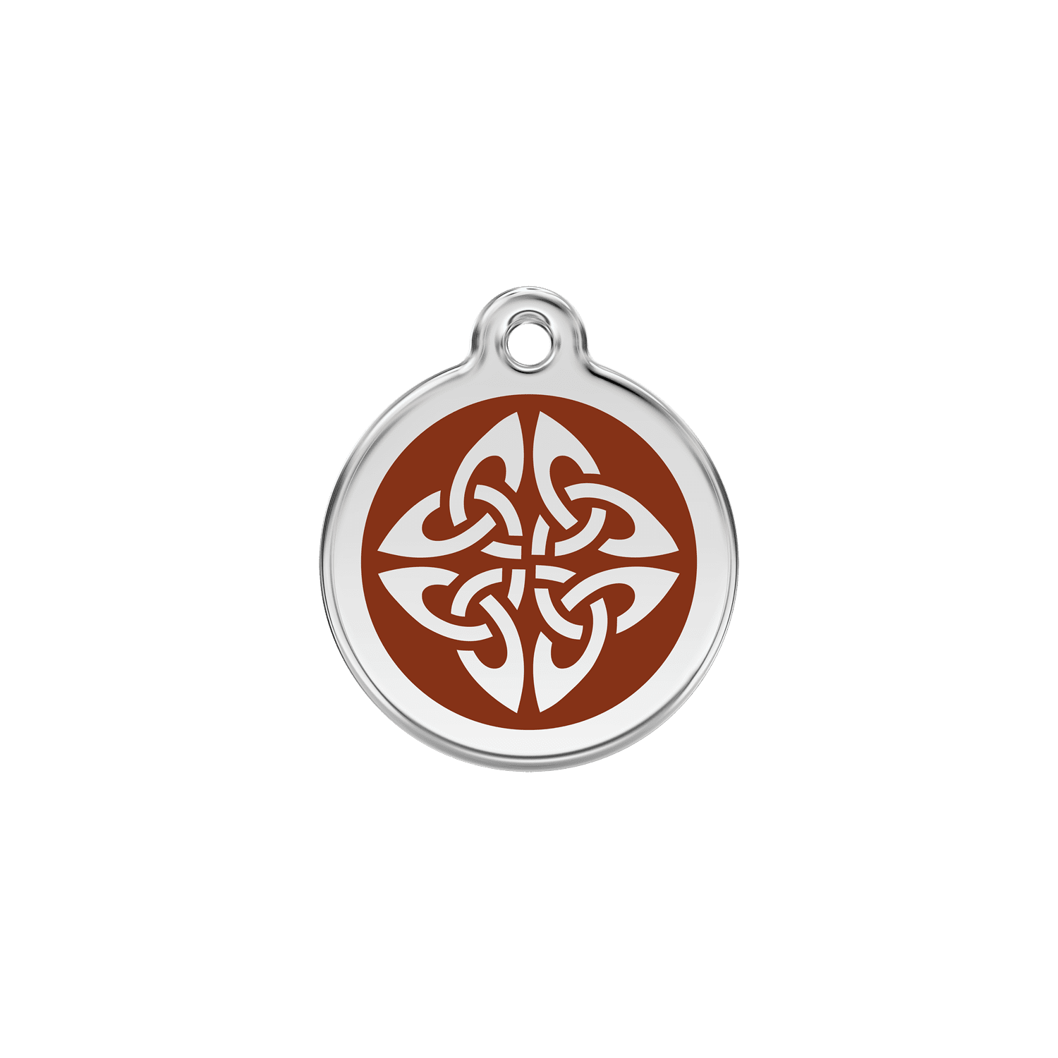 Vue avant - Médaille personnalisée pour chien/chat Red Dingo Émail et acier inoxydable - Flèches tribales - Brun - Talla S