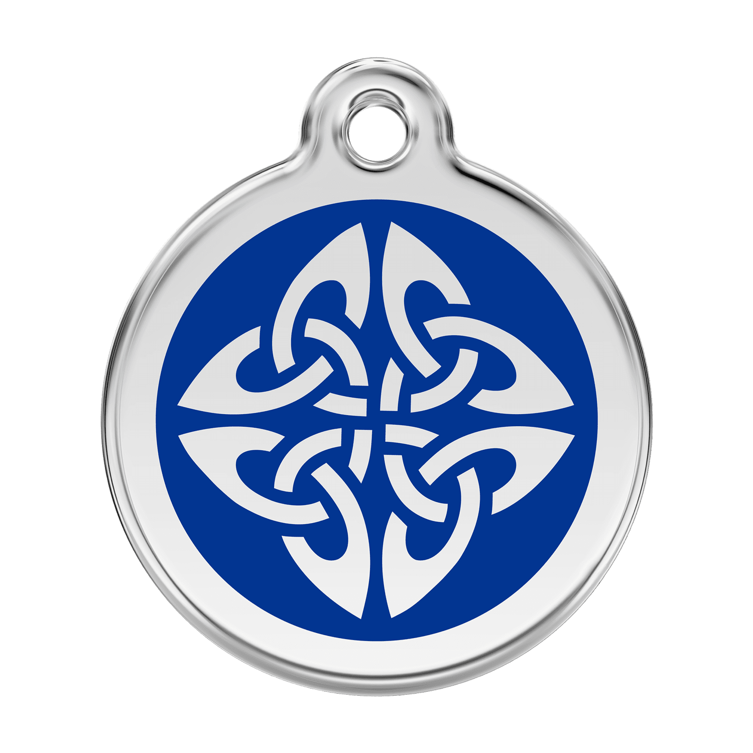 Vue avant - Médaille personnalisée pour chien Red Dingo Émail et acier inoxydable - Flèches tribales - Bleu foncé - Talla L