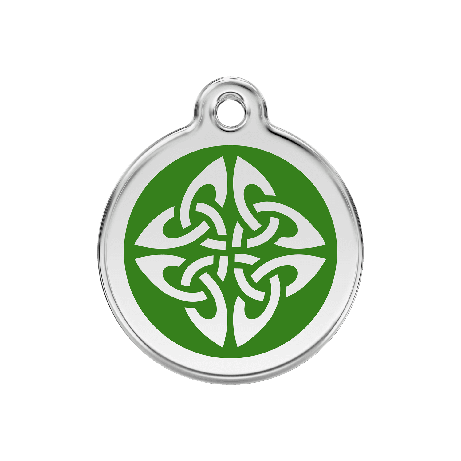 Vue avant - Médaille personnalisée pour chien Red Dingo émail et acier inoxydable vert - Flèches tribales - Talla M
