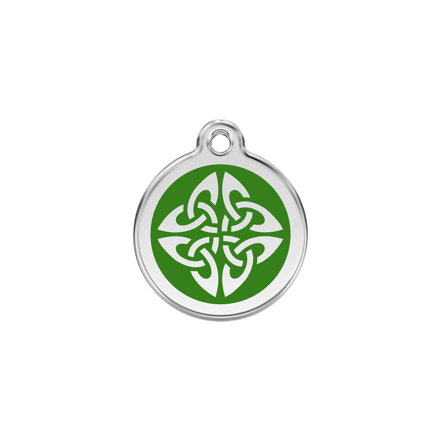 Vue avant - Médaille personnalisée pour chien/chat Red Dingo Émail et acier inoxydable - Flèches tribales vertes - Talla S