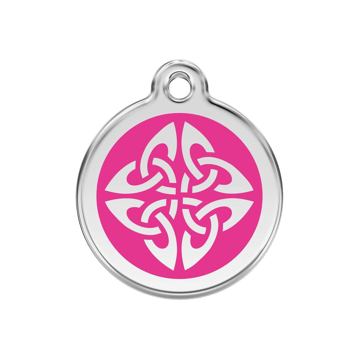 Vue avant - Médaille personnalisée pour chien Red Dingo Émail et acier inoxydable motif flèches tribales rose vif - Talla M