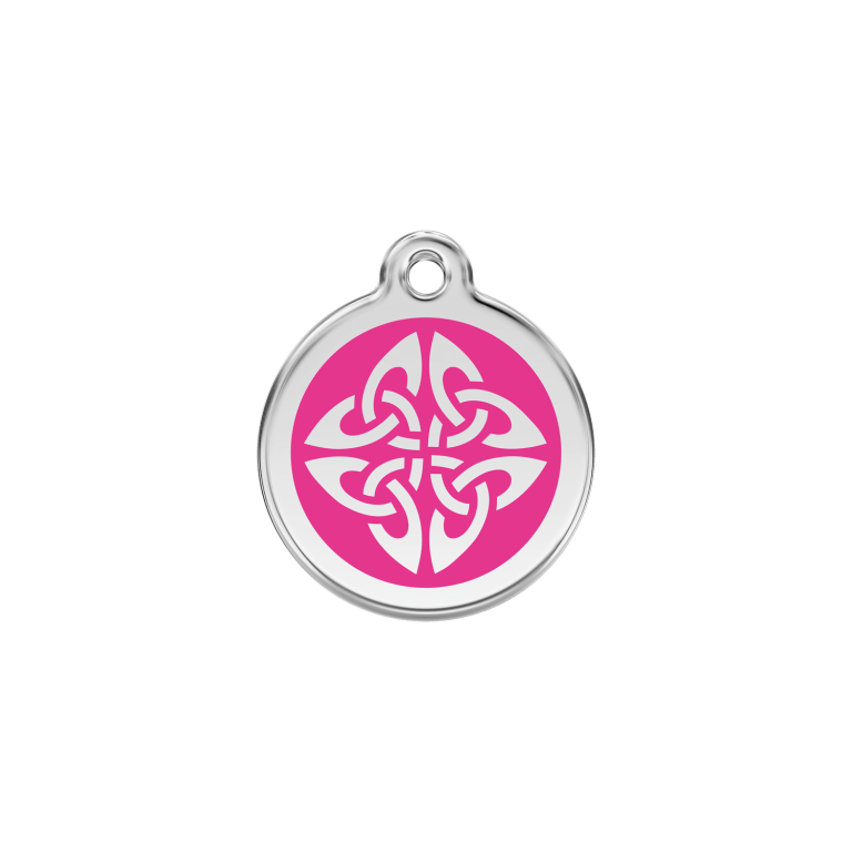 Vue avant - Médaille personnalisée pour chien/chat Red Dingo Émail/Acier inoxydable Flèches tribales Rose vif 20mm - Red Dingo