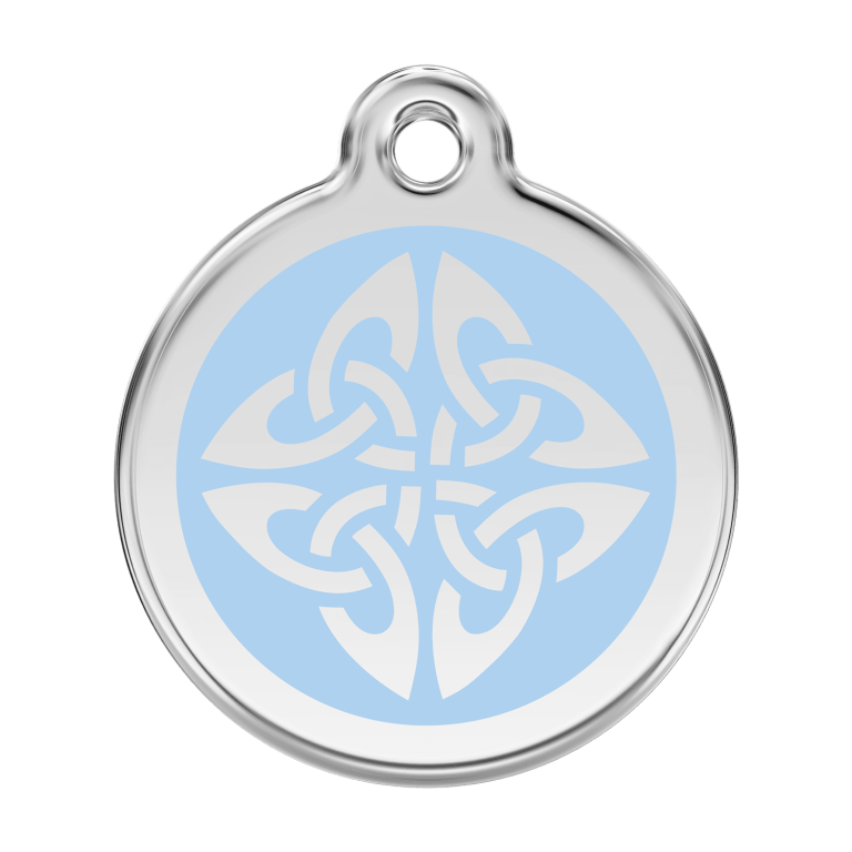 Vue avant - Médaille personnalisée pour chien Red Dingo Émail et acier inoxydable - Flèches tribales - Bleu clair - Talla L