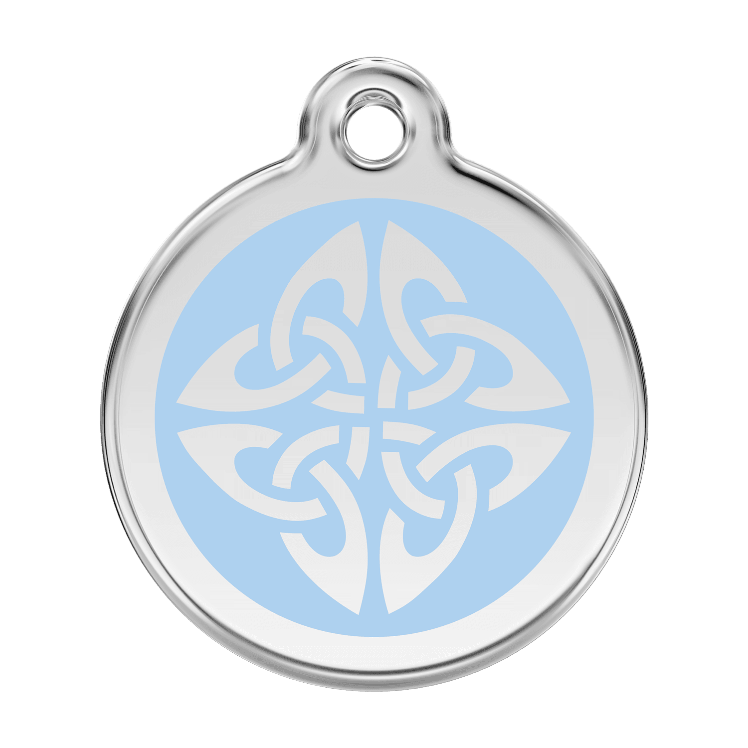 Vue avant - Médaille personnalisée pour chien Red Dingo Émail et acier inoxydable - Flèches tribales - Bleu clair - Talla L