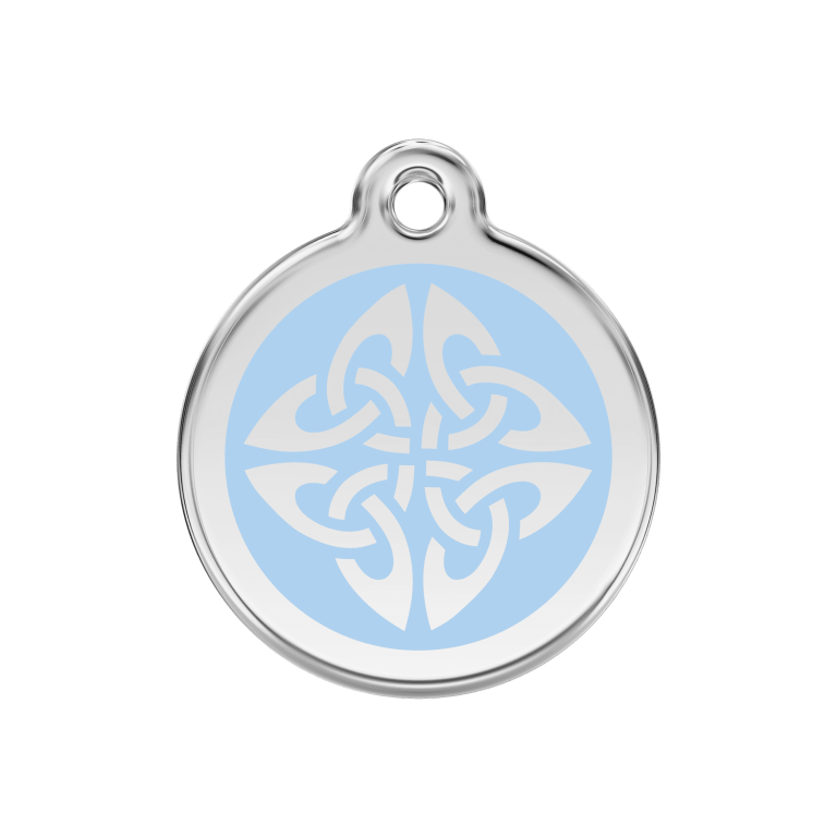 Vue avant - Médaille personnalisable pour chien Red Dingo Émail et acier inoxydable - Flèches tribales - Bleu clair - Talla M