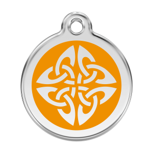 Placa para perro grande con diseño flechas tribales naranja
