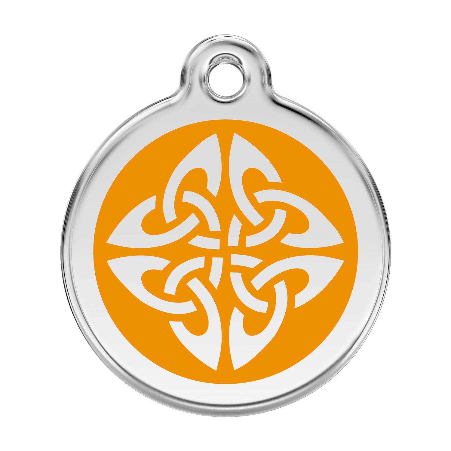 Vue avant - Médaille personnalisée pour chien Red Dingo Émail et acier inoxydable - Flèches tribales - Orange - Talla L