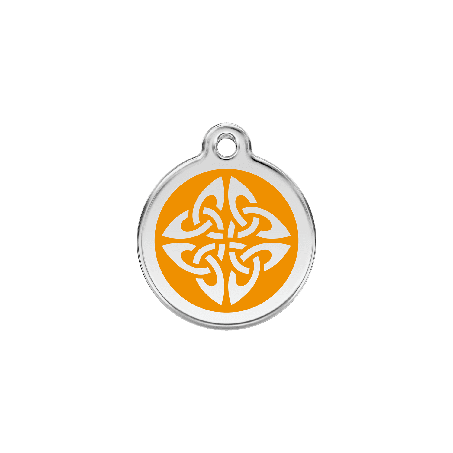 Vue avant - Médaille personnalisée pour chien/chat Red Dingo Émail et acier inoxydable - Flèches tribales - Orange - Talla S
