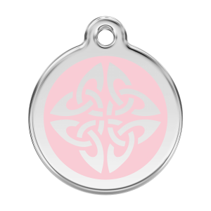 Placa para perro grande con diseño flechas tribales en esmalte rosa