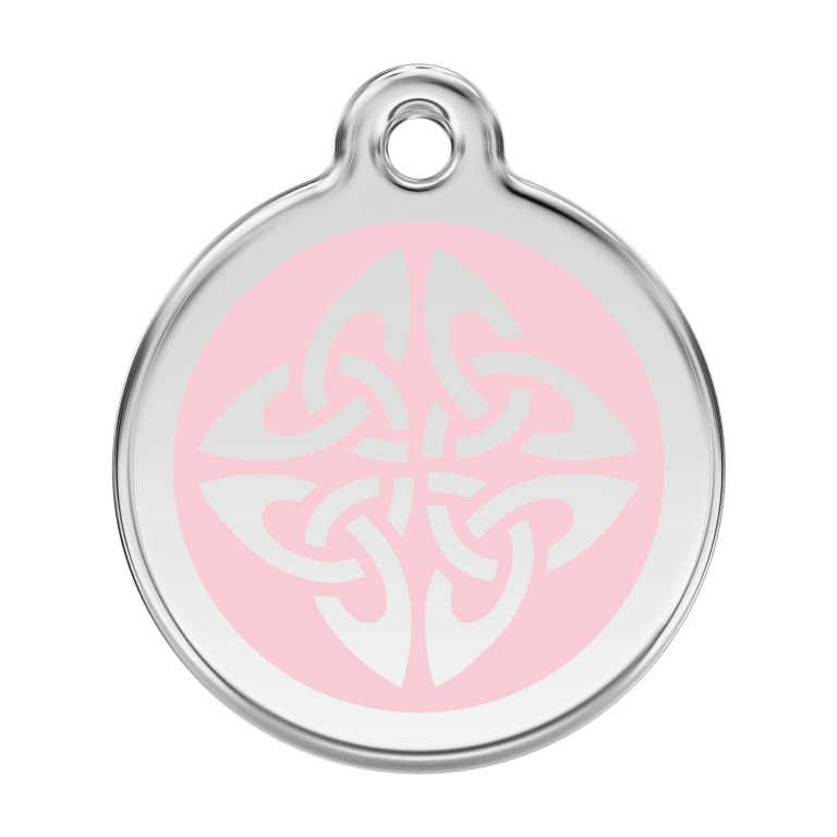 Vue avant - Médaille personnalisée pour chien Red Dingo Émail et acier inoxydable - Flèches tribales - Rose - Talla L
