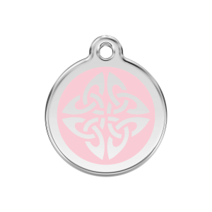 Placa para perro mediana con diseño flechas tribales en esmalte rosa