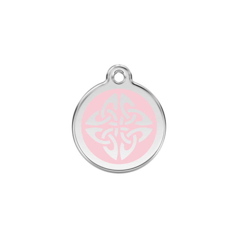 Vue avant - Médaille personnalisée pour chien/chat Red Dingo Émail et acier inoxydable - Flèches tribales - Rose - Talla S