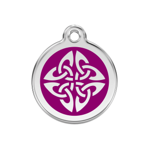 Placa para perro mediana con diseño flechas tribales en esmalte violeta