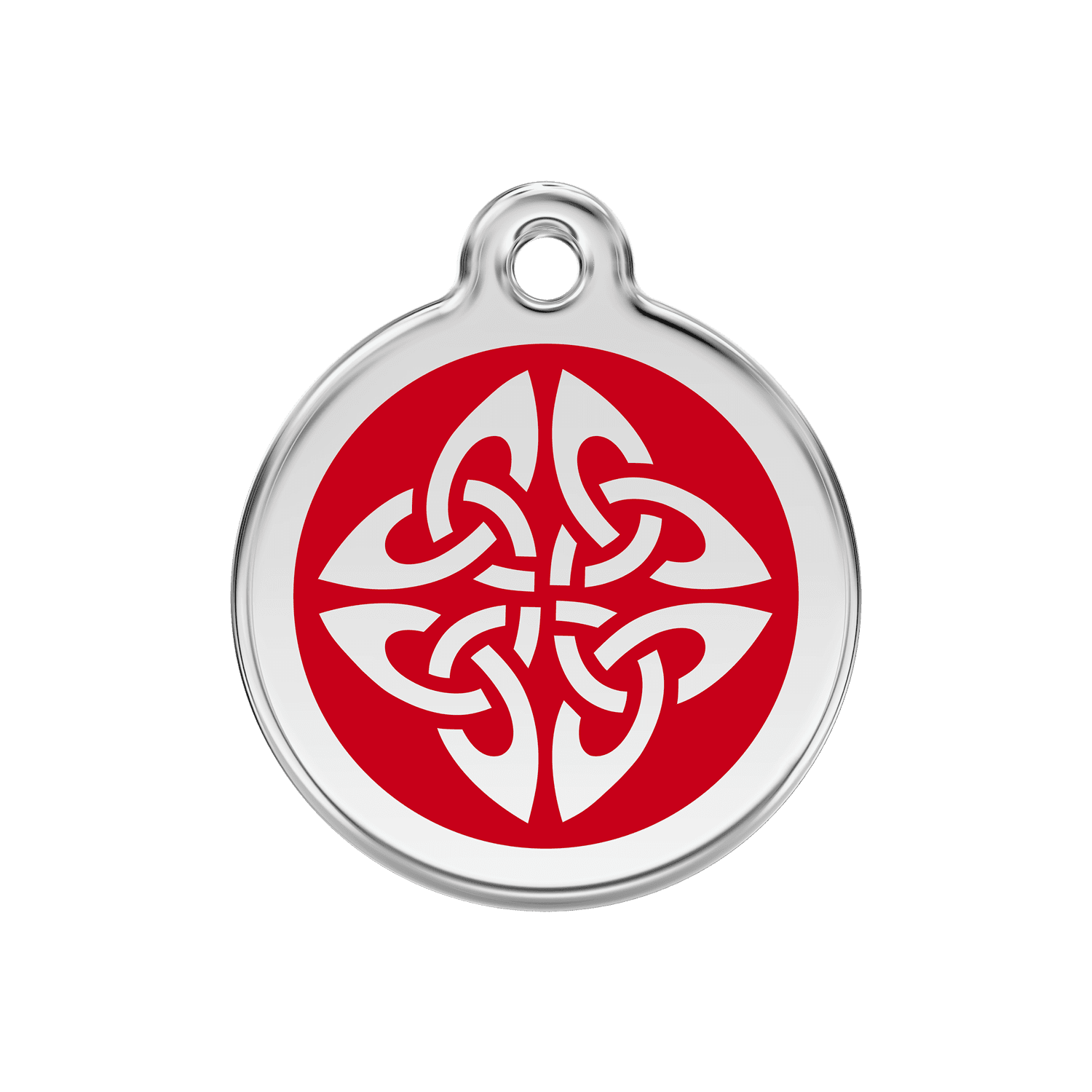 Vue avant - Médaille personnalisée pour chien Red Dingo Émail et acier inoxydable - Flèches tribales - Rouge - Talla M