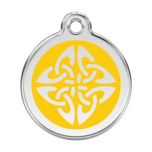 Placa para perro grande con esmalte amarillo y diseño flechas tribales
