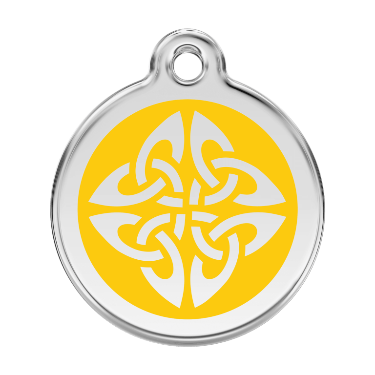 Vue avant - Médaille personnalisée pour chien Red Dingo Émail et acier inoxydable Jaune - Talla L