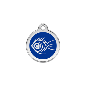 Placa para gato Pez tribal azul oscuro pequeña