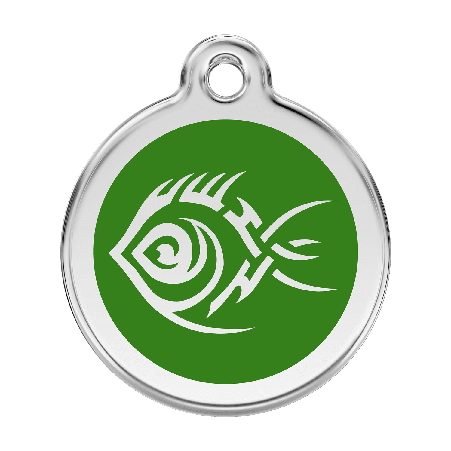 Vue avant - Médaille personnalisée pour chien Red Dingo Poisson tribal Vert - Talla L