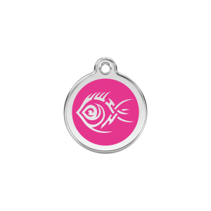 Placa para gato Pez tribal rosa vivo pequeña