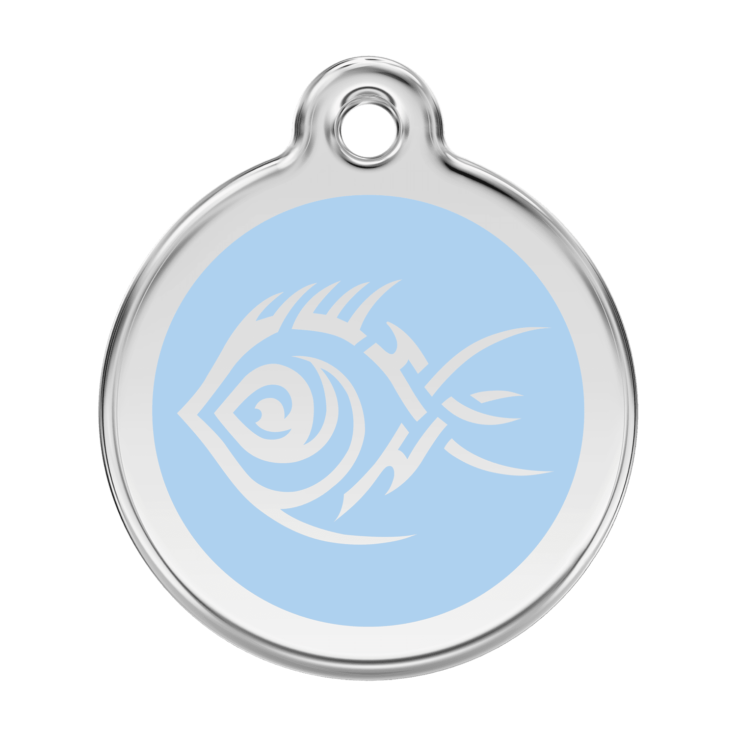 Vue avant - Médaille personnalisable pour chien - Red Dingo - Poisson tribal bleu clair - Talla L