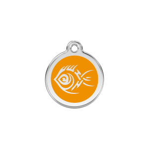 Placa para gato Pez tribal naranja en esmalte y acero inoxidable S