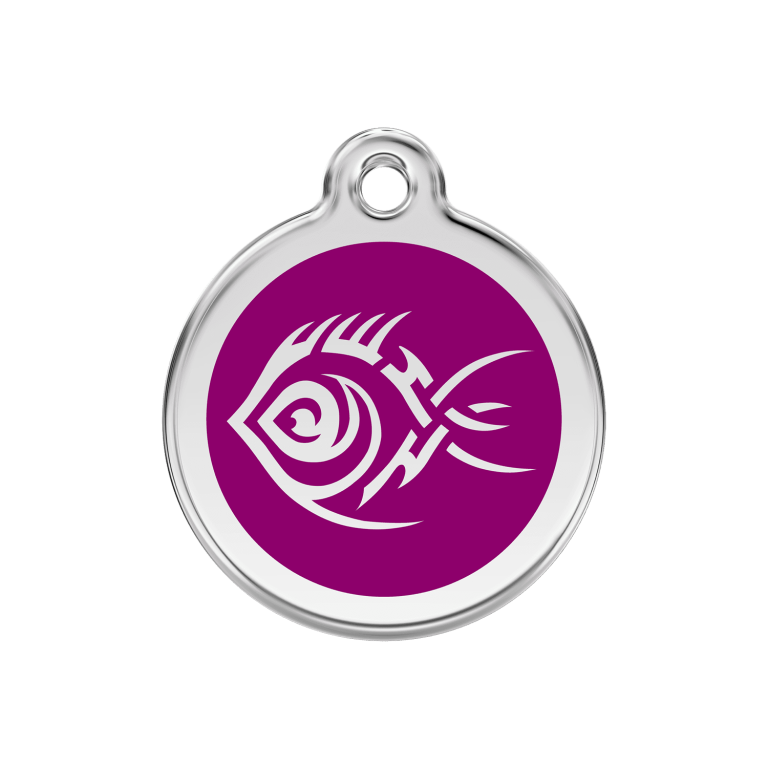 Vue avant - Médaille personnalisée pour chien Red Dingo Poisson tribal Violet 30.00mm
