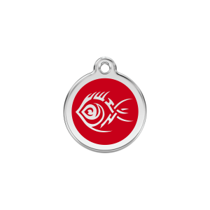 Placa para gato Pez tribal roja pequeña