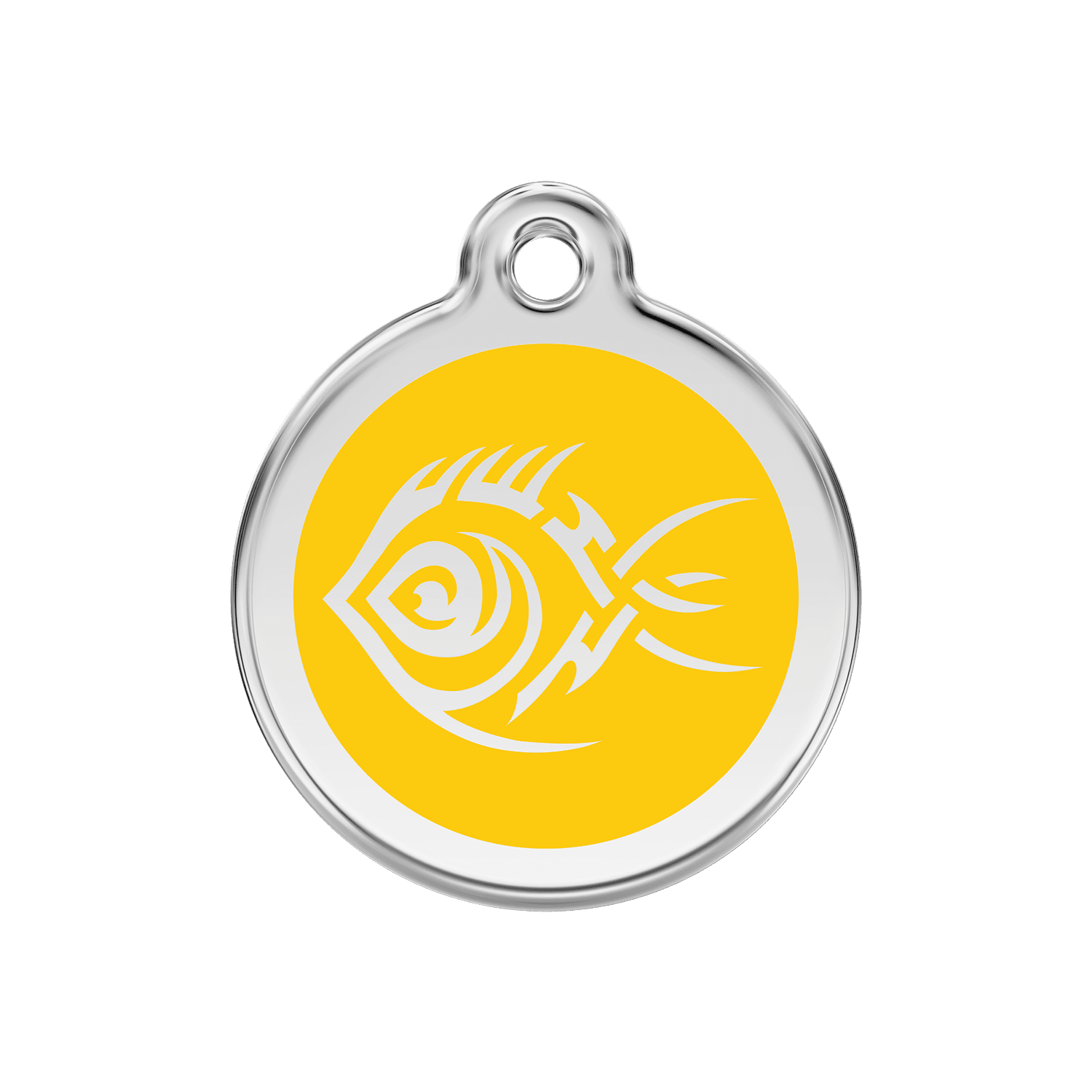 Vue avant - Médaille personnalisée pour chien Red Dingo Poisson tribal Jaune - Talla M