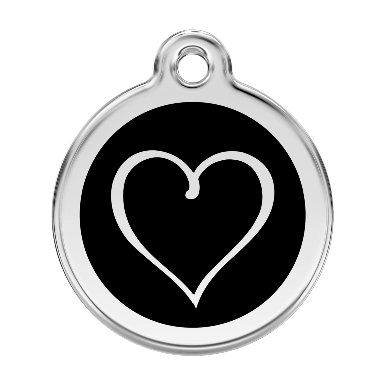 Vue avant - Médaille personnalisable pour chien Red Dingo Coeur Tribal Noir - Talla L