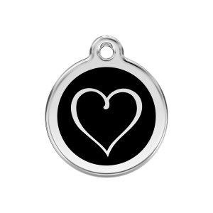 Placa para perro Corazón Tribal negra en esmalte y acero inoxidable M