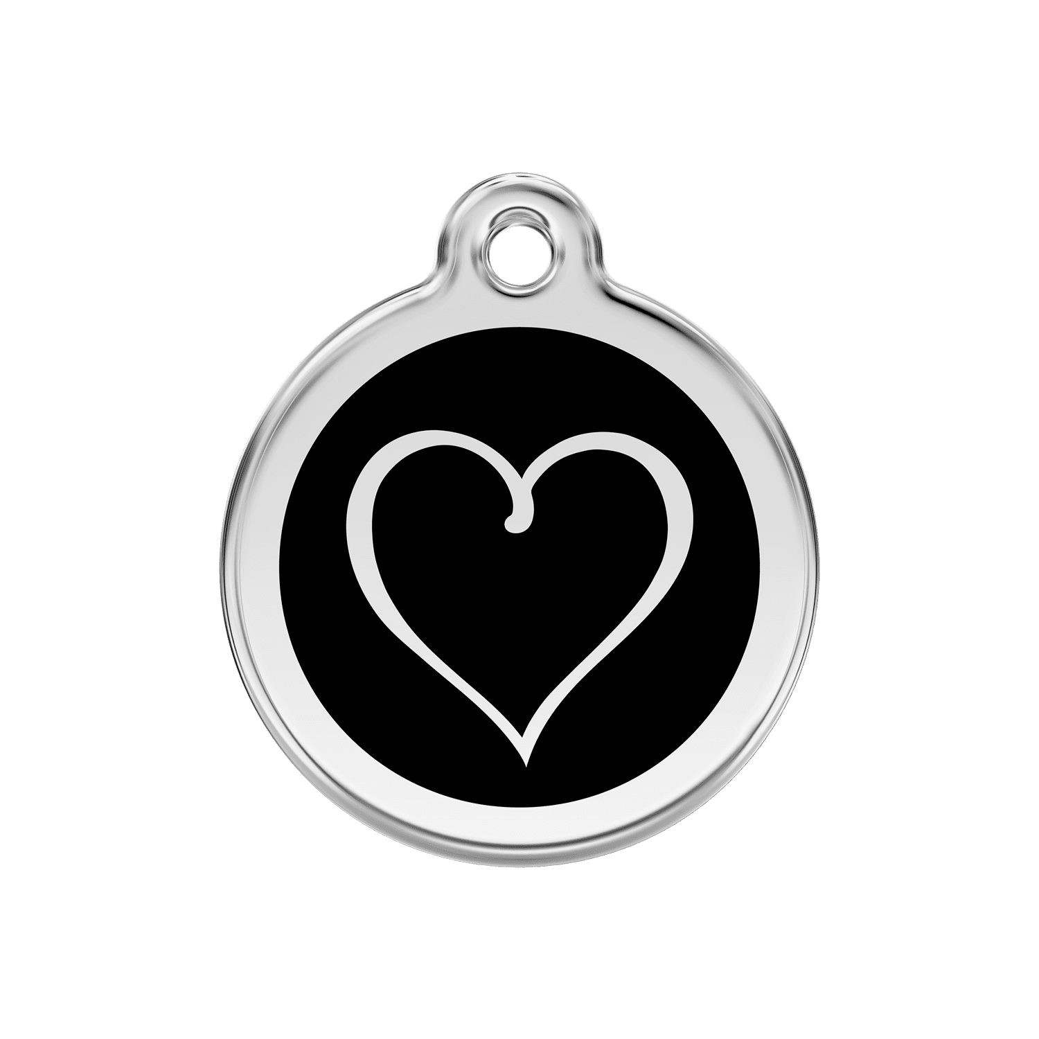 Vue avant - Médaille personnalisée pour chien/chat Red Dingo Émail et acier inoxydable Coeur Tribal Noir 30mm - Red Dingo - Talla M