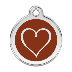 Placa para perro grande con corazón tribal en esmalte marrón