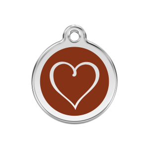 Placa para perro corazón tribal marrón tamaño M