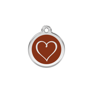 Placa para gato Corazón Tribal marrón pequeña 20 mm