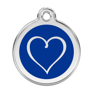 Placa para perro grande Corazón Tribal azul oscuro en esmalte y acero inoxidable
