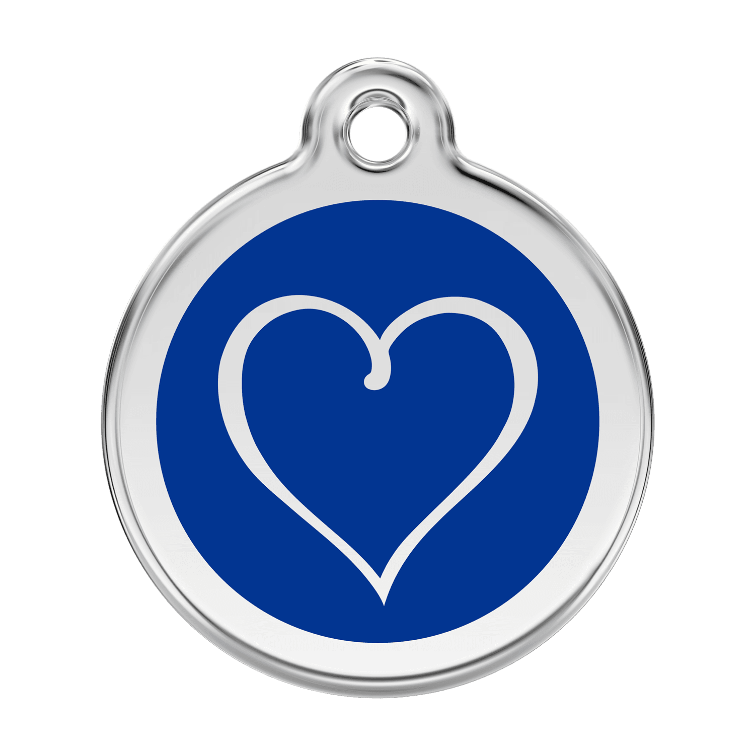 Vue avant - Médaille personnalisée pour chien Red Dingo Coeur Tribal Bleu foncé - Talla L