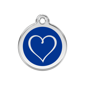 Placa para perro mediana Corazón Tribal en esmalte azul oscuro y acero inoxidable