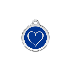 Placa para gato Corazón Tribal azul oscuro pequeña 20 mm
