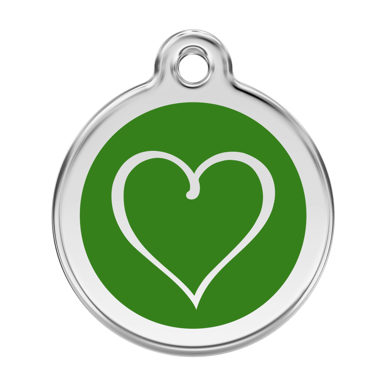 Vue avant - Médaille personnalisable pour chien Red Dingo Coeur Tribal Vert - Talla L